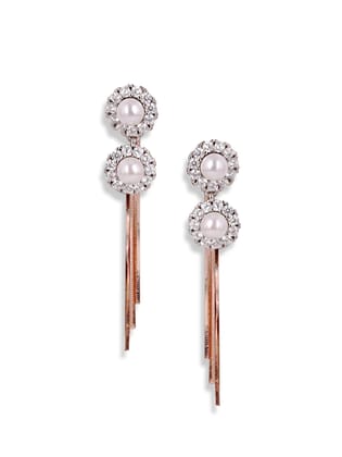 Round shape Earrings With Droplets Rose Gold