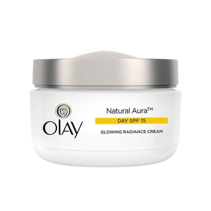 OLAY Natural Aura Day Cream - Vitamin B3, Pro B5, E and SPF 15, 50 gm Box