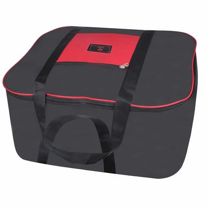 Fendo Regent Nylon Multi-Purpose Clothes Organiser For Wardrobe, Red Black (1-Pack) | Rectangular, 54x46x28 cm | 69.55 L Organisers Storage Box | Extra Large Toys/Stationery Paper/Blankets