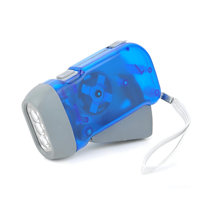 Rechargeable Wind-Up Hand Press 3 Led Torch Light-Blue