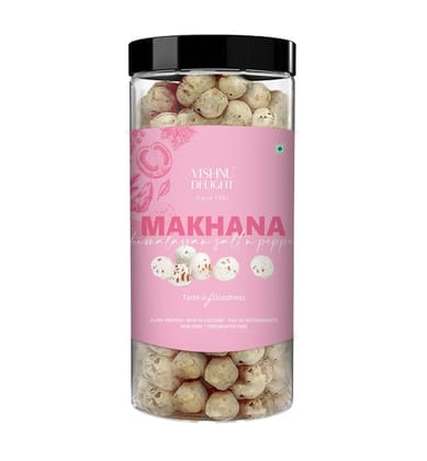 Vishnu Delight Organic Roasted Makhana Snack, Himalayan Salt & Pepper Flavor - Healthy, Tasty, and Sustainably Sourced Fox Nuts with a Touch of Himalayan Magic