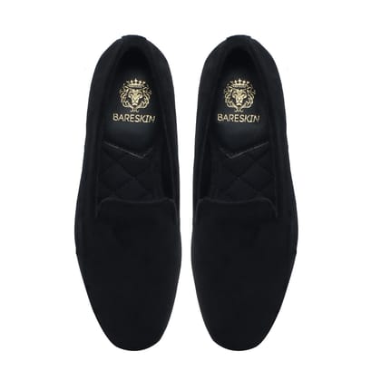 Brune & Bareskin Black Velvet Slip-Ons For Women-40/7