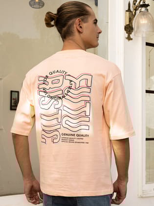 Futuristic Peach Both Side Printed Oversized Tee-S / Peach