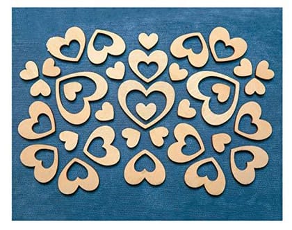 AmericanElm 10 Set (30 Pcs) of Wooden Heart Cutout Shape, Laser Cut Heart Ornaments, Unfinished Wood Heart, Small Wood Heart Cutouts