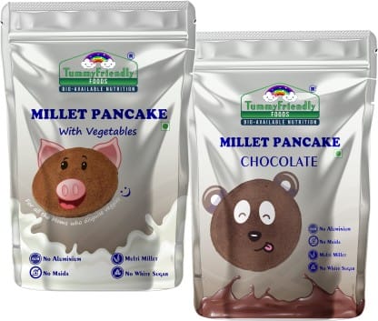 TummyFriendly Foods Millet Pancake Mix - Chocolate, Veggies, Healthy Breakfast, 150 gm Each Cocoa Powder (Pack of 2)