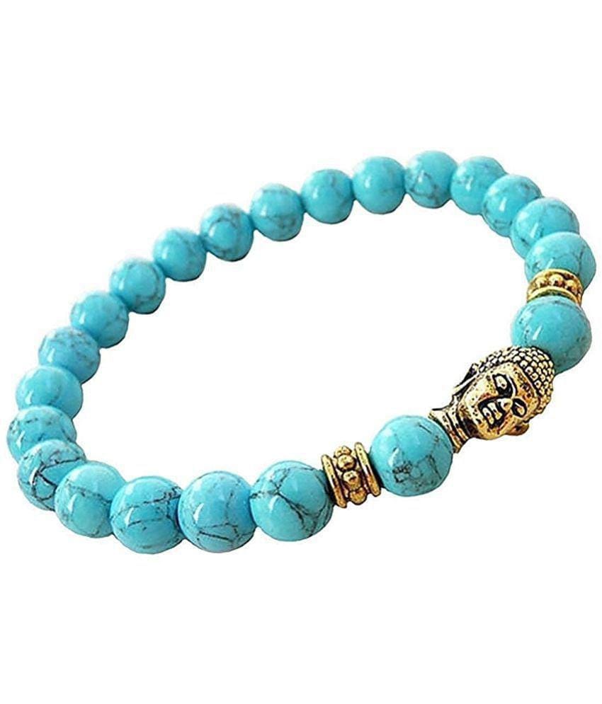 Turquoise Beads Reiki Yoga Meditation Buddha Bracelet For Men - None