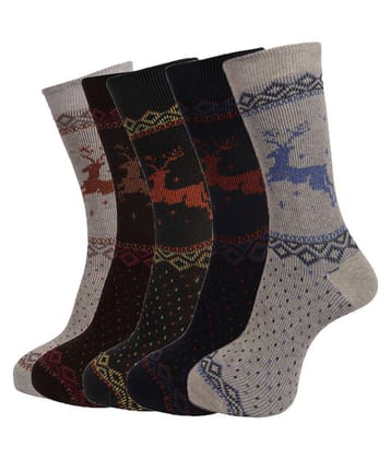 Dollar Socks - Cotton Mens Printed Multicolor Full Length Socks ( Pack of 5 ) - Multicolor