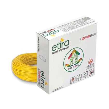Polycab ETIRA Flame Retardant House Wire PVC Insulated Copper Cable Electric Wire (1.5 SQMM, Yellow, 90m)