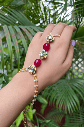 FALAK HAND HARNESS LUMBA - RED-5 hathphools with pouches