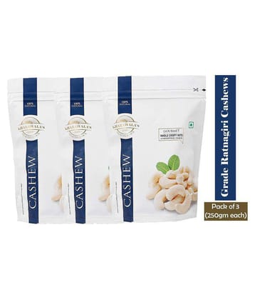 KHARAWALA''s W240 Grade Ratnagiri Cashews (Kaju) Pack of 3-750 gms (250 gms each)