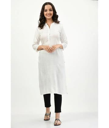 MAURYA Cotton Striped Straight Womens Kurti - White ( Pack of 1 ) - None