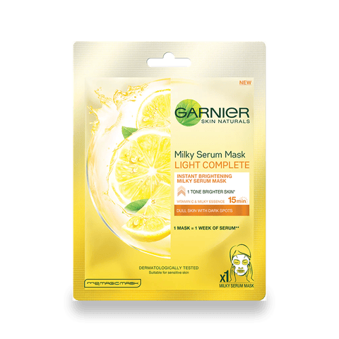 Garnier Skin Naturals Light Complete, Face Serum Sheet Mask, Yellow, 32 gm Pouch