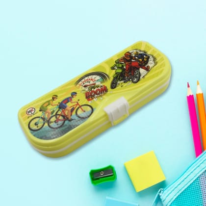 7750 Multipurpose Compass Box, Pencil Box with 3 Compartments for School, Cartoon Printed Pencil Case for Kids, Birthday Gift for Girls & Boys