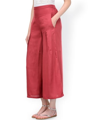 Women Maroon Flared Solid Palazzos