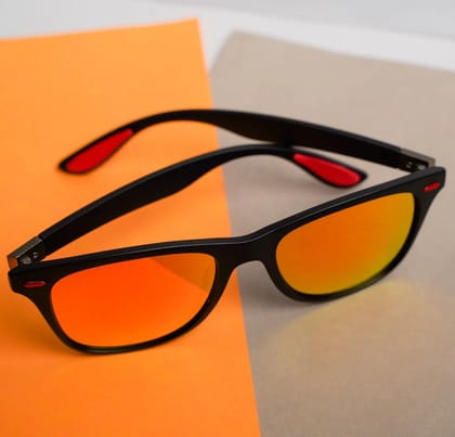 Luxomish Krypto Polarized Sunglasses Black Frame Orange Lens