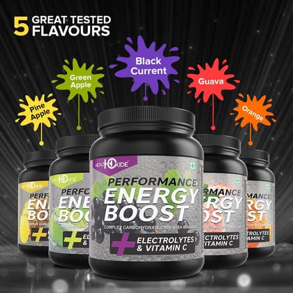 Healthoxide Energy Boost For Extra Power with Electrolytes & Vitamin C-Black Current