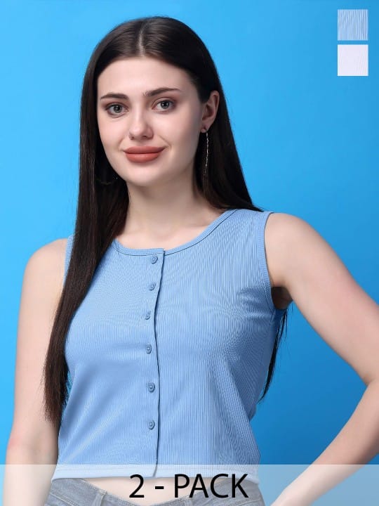 Solid Pack Of 2 Cotton Crop Top