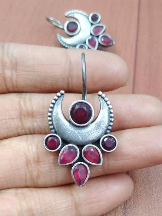 Dazzling Hook Earrings with Sparkling Stones for Daily Wear | Sarichka-Red