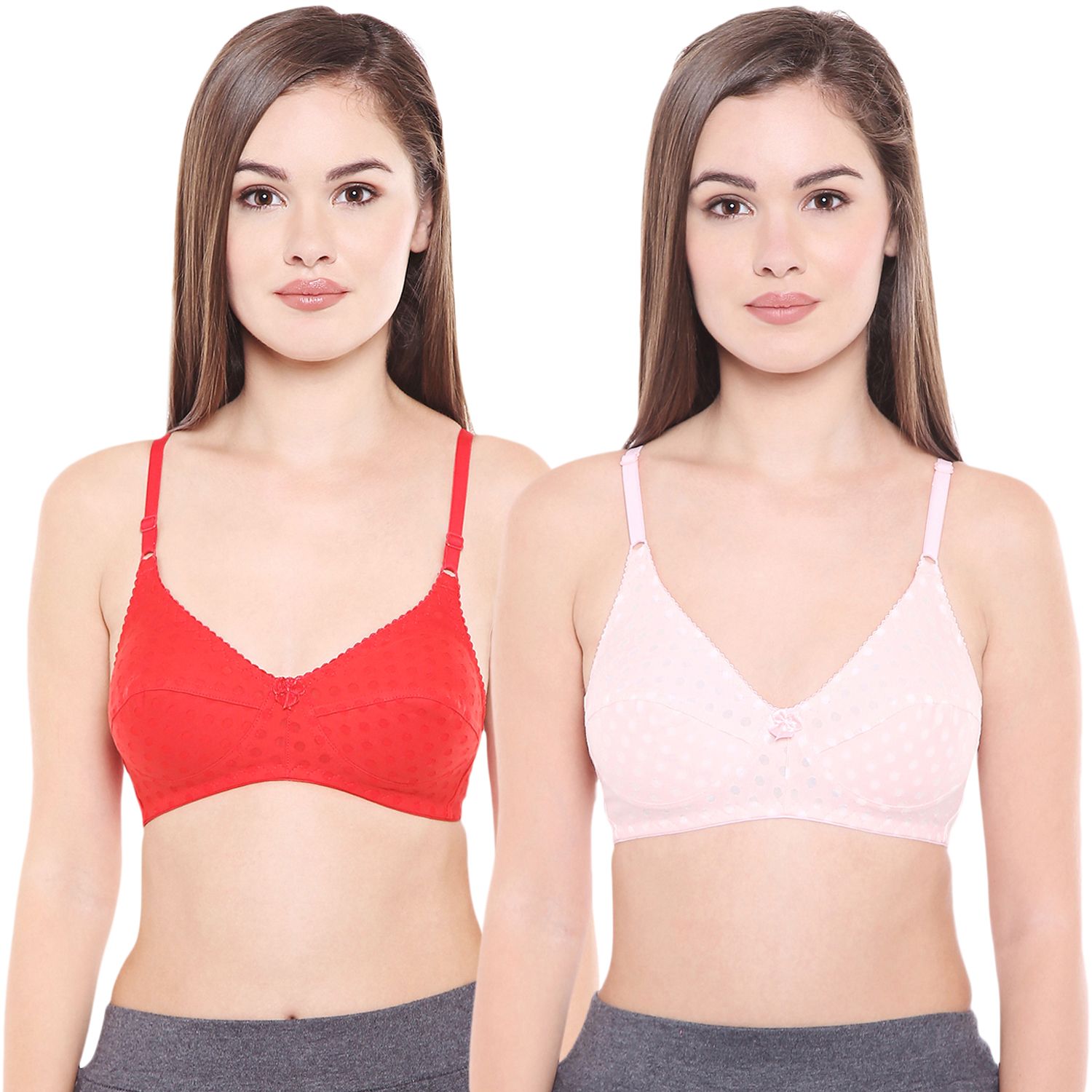 Bodycare Women Poly Cotton Full Coverage Non Padded Regular Bra Pack - 2 E1506REPI