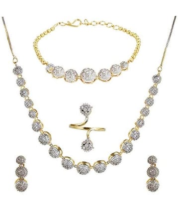 PUJVI - Silver Alloy Necklace Set ( Pack of 1 ) - Silver