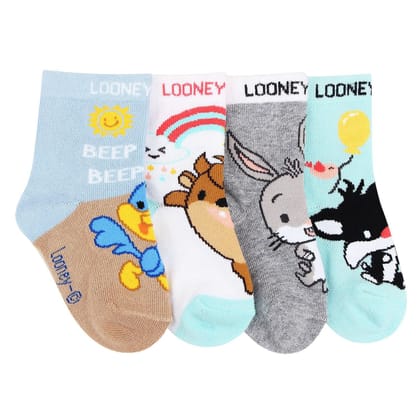 Looney Tunes Newborn Baby Socks - Pack Of 4 Assorted 6 - 12 Months