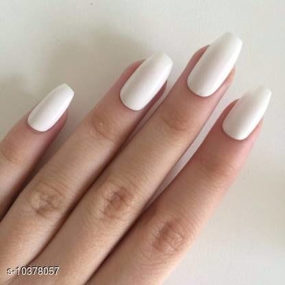 Uttamrobotics Denzcart Artificial False Acrylic Fingernails Full Cover French Artificial Nails Tip Nails Set of 24 pcs White  (Pack of 24)