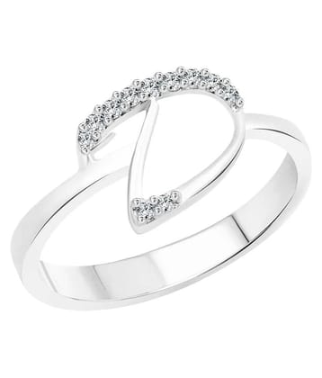 Vighnaharta Initial D Alphabet (CZ) Rhodium Plated Ring for Women - 8
