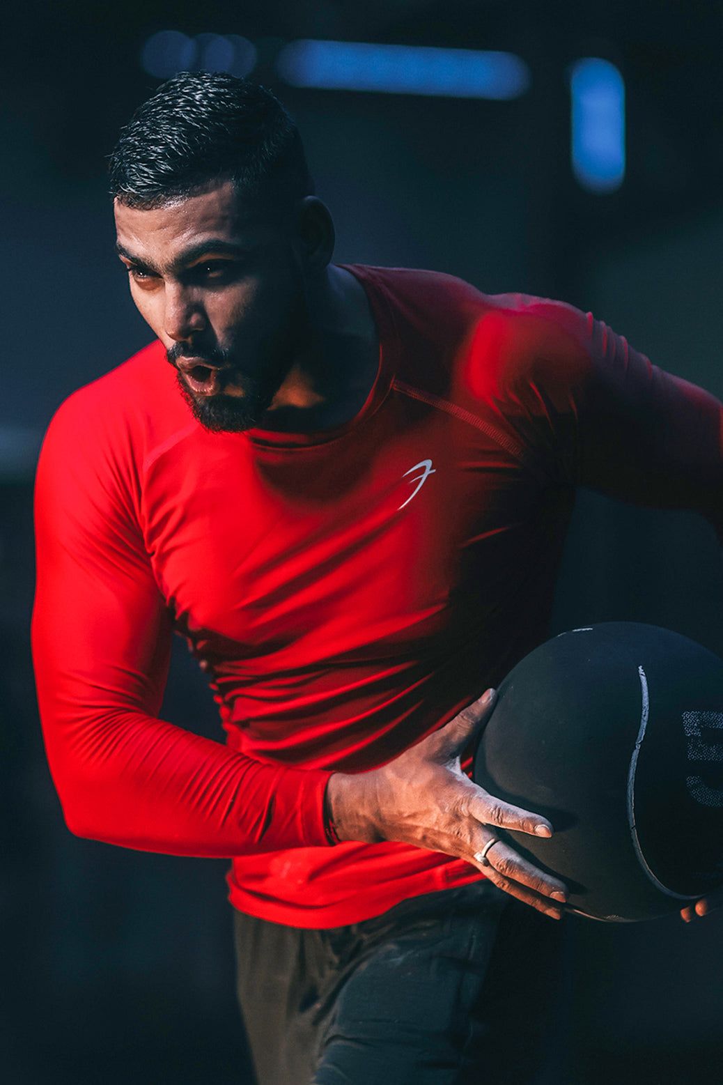 Nylon Compression Fullsleeves T-shirt Red-S