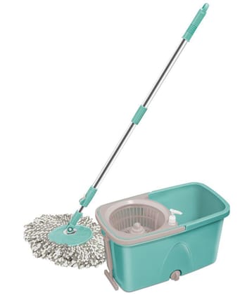 Spotzero by Milton Classic 360 Degree Cleaning Spin Mop with Easy Wheels, 2 Refill and Bucket - Sea Green