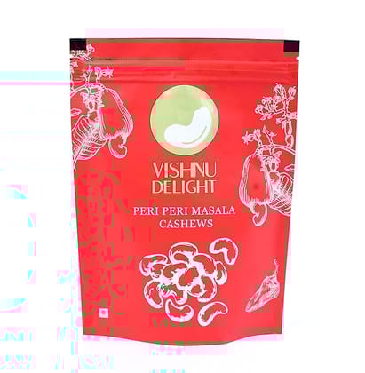 Vishnu Delight Peri Peri Flavor Cashews 250gm Pouch - A Fiery Twist on Traditional Cashews, Rich in Protein, Fiber, and Healthy Fats for a Guilt-Free Snack