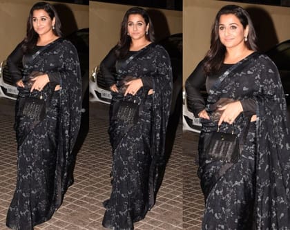 Elegant Black color Party wear Linen Digital Printed Sari 1294