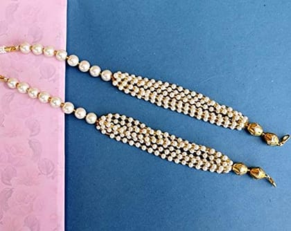 10 Pcs, Pearl Beaded Pendants Dori White-White / Glass