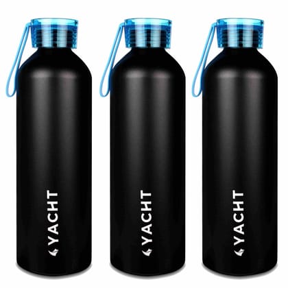 Yacht Aluminium Single Wall Fridge Water Bottle, Refrigerator Bottle, Storm Blue, 750 ml (Pack of 3)