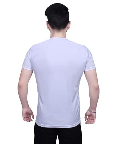 NITYANAND CREATIONS Round Neck White Holi T-Shirt for MEN-HOLI-T-SHIRT-11565-L