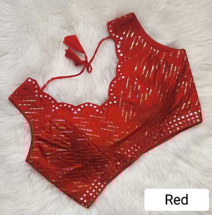 Mirror Work Blouse-Red