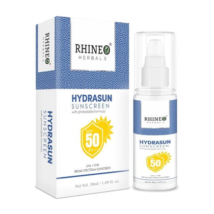 Rhineo Herbals Photostable Sunscreen SPF 50 | Sunscreen SPF 50 PA ++ | Sunscreen For Oily and Dry Skin | Sunscreen For Men and Women | Broad Spectrum Sunscreen | Defense Against both UVA and UVB rays