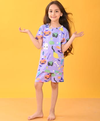 HALLOWEEN SLEEPWEAR SHORT SET - PURPLE-6-12 MONTHS / 2N / BLACK