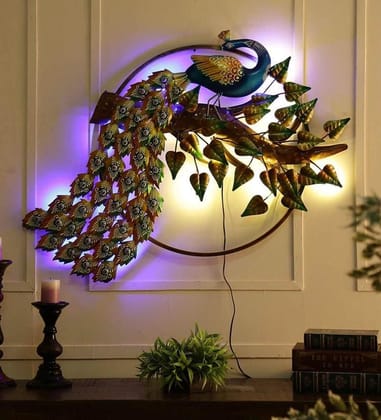 Beautiful LED wall art peacock