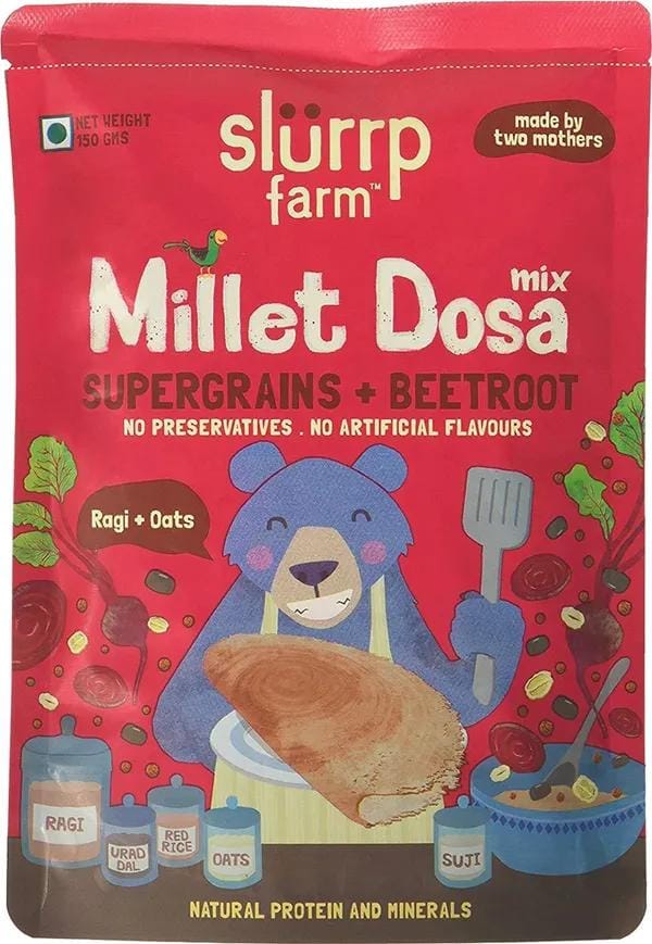 Slurrp Farm Millet Dosa Pancake Mix Super Grains And Beetroot 20 Gr