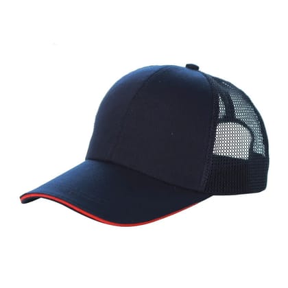 Outdoor Sun Hat Sun Protection Cap-Navy Blue red / adjustable