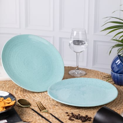 Elegant Ceramic Dinner Plates - Set of 2 | Microwave & Dishwasher Safe | 10" Diameter | 1" Height  | Stylish Dining for 2 | Turquoise