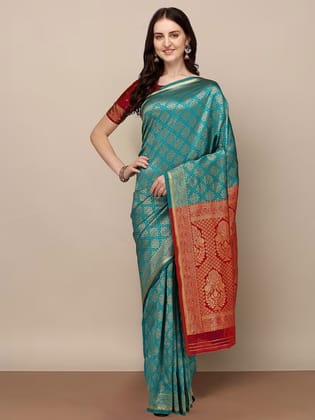 Ethnic Motifs Woven Design Zari Saree