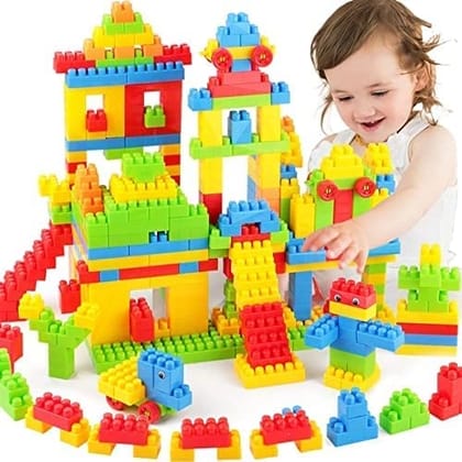 Denzcart 72Pieces Small Building Blocks for Kids with Wheel Age 3+, Multi Color Small Building Bricks and Blocks for Kids, Small 72 Pieces , Multicolor  by Ruhi Fashion India
