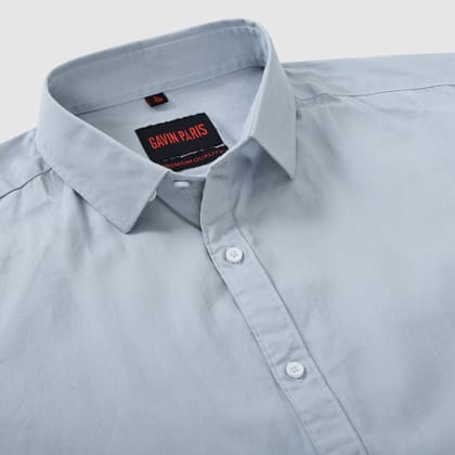 Sky Blue Plain Men's Slim Fit Full Sleeve Shirt (GP313)-M-38 / Full Sleeve