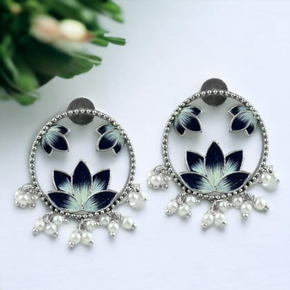 Lotus Enamel Earrings | Sarichka-Black