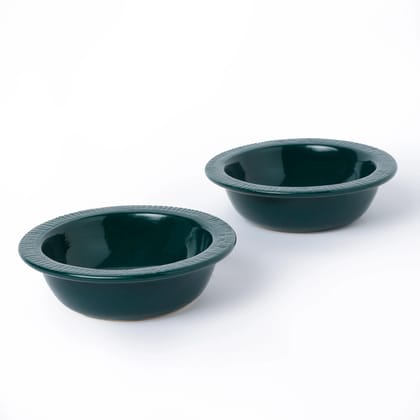Classic Ceramic Serving Bowl | Set of 2 Emerald Green