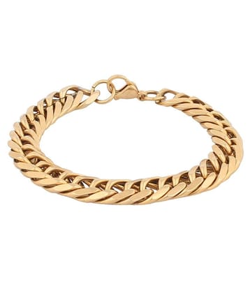 The Jewelbox Classic 3D Curb 22K Gold Plated Surgical Stainless Steel Bracelet for Men - Free Size