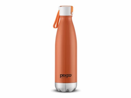 Pexpo Stainless Steel Hot and Cold Vacuum Insulated ISI Certified Flask, 750ml, Orange, Espresso | Lightweight & Keeps Drinks Hot/Cold for 24+ Hours