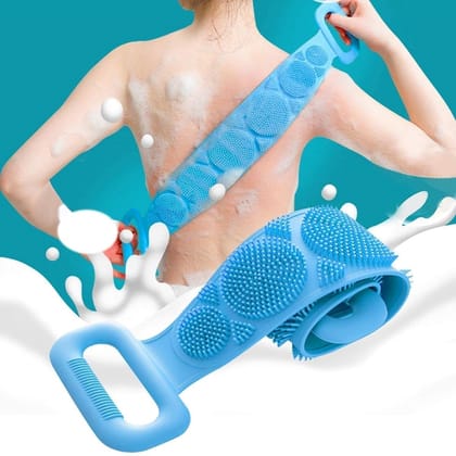 Silicone Body Scrubber/Bath Body Cleaning Belt/Skin Brush Belt For Skin/Bathing/Body Dirt Removal For Kids Men's & Women Multi color