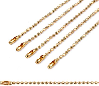 2mm Ball Chains Tag With Bead Connector Clasp-Golden / 50 Pcs